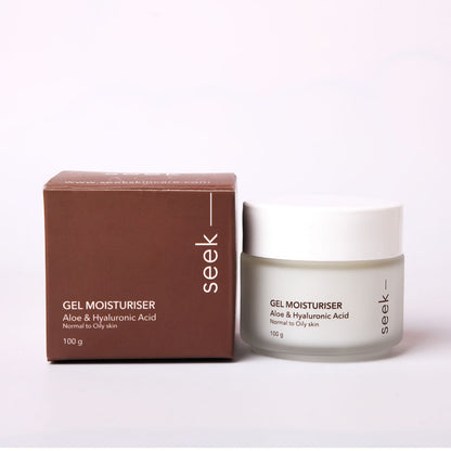 seek skincare gel moisturiser ideal for people with normal to oily skin, have wholesome ingredients: aloe vera, turmeric extracts and hyaluronic acid.