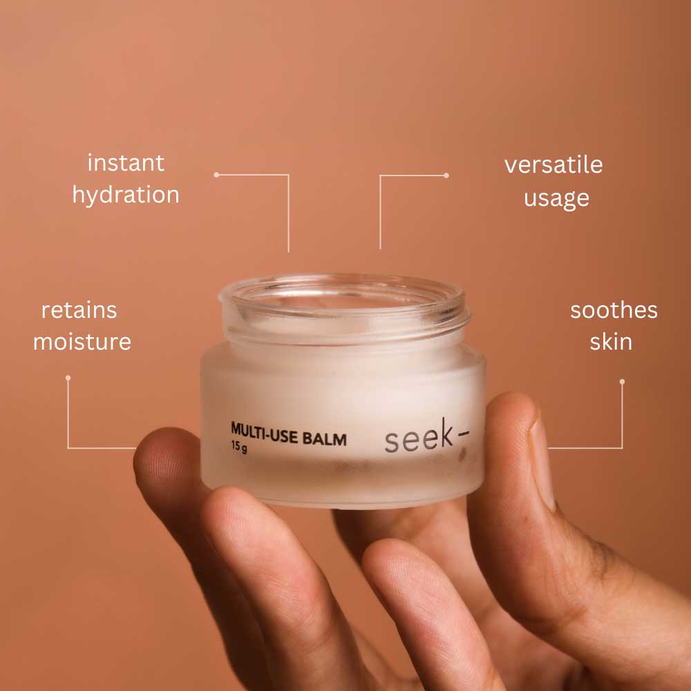seek skincare multi-use balm, is an all-purpose un fragranced skincare essential that is used to nourish and moisturise lips or any other dry areas of your skin instantly.
